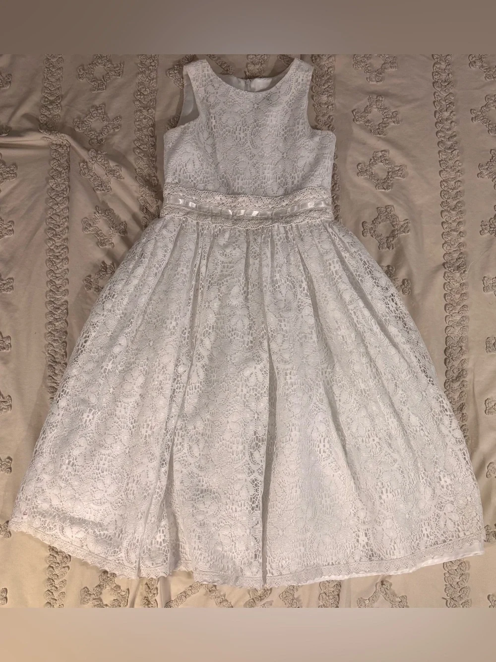 Us Angels White Lace Satin-Bow Formal Dress for Girls